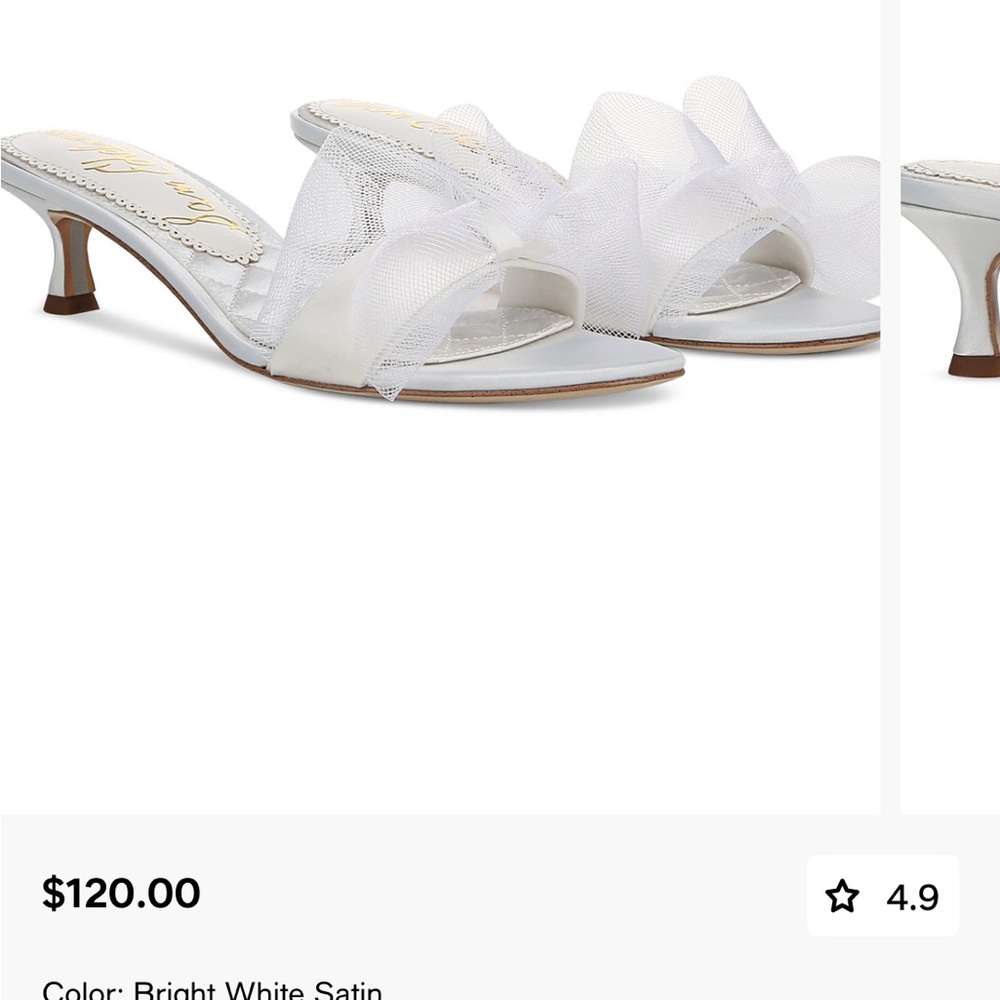 Sam Edelman White Satin Heels with Tulle Accents
